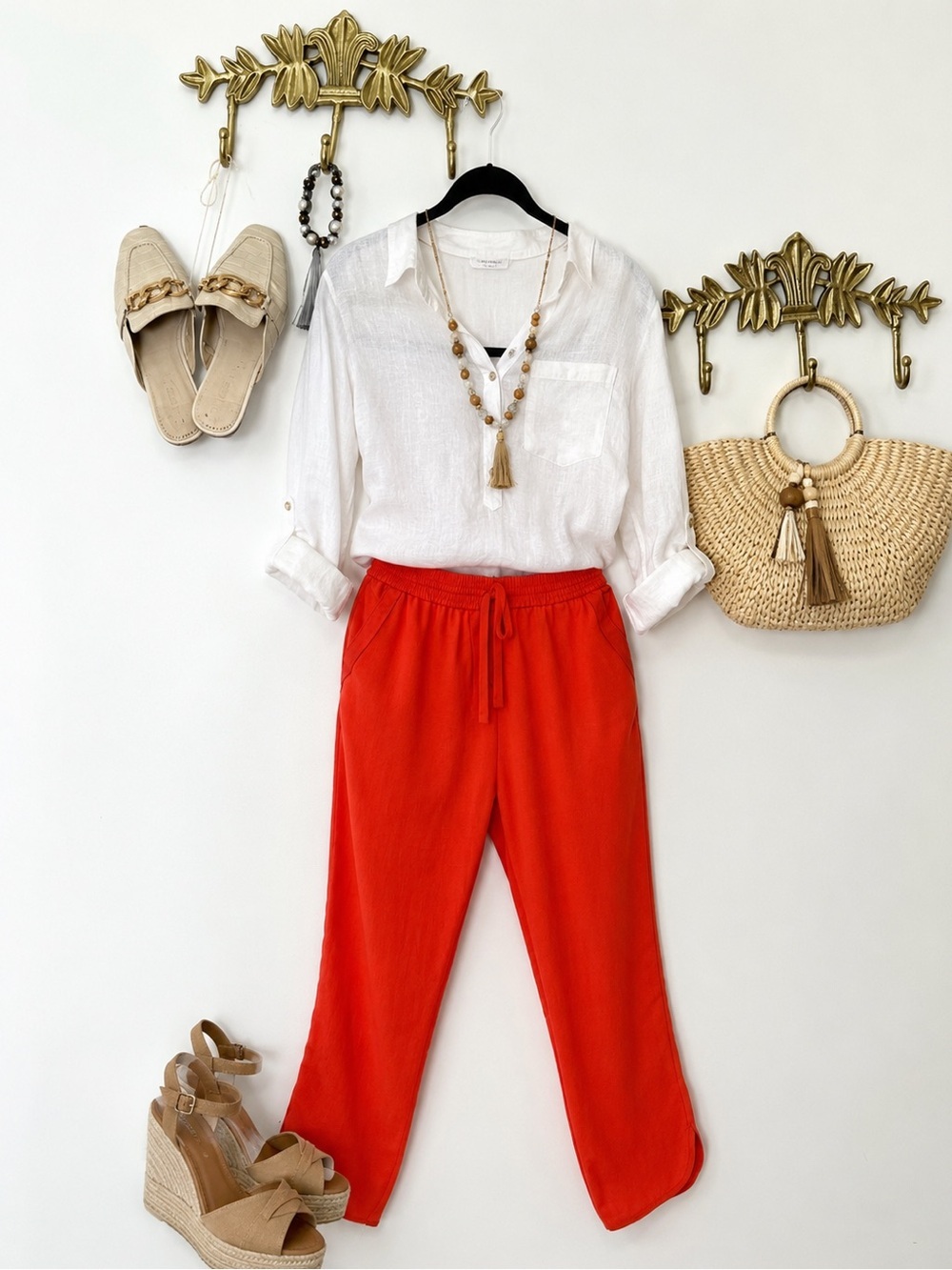 Coral red 🪸 Relaxed draw string ankle pant XL